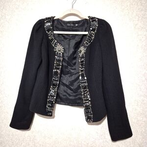 Teri Jon Black Embellished-Jewel-beaded Blazer...SIZE:8